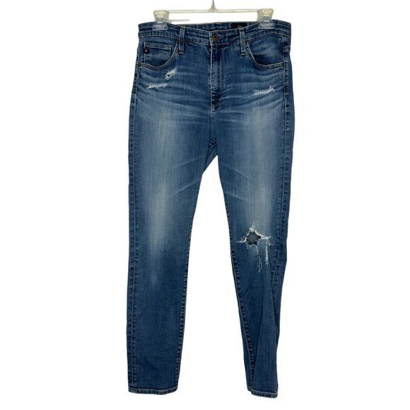 AG Adriano Goldschmied Jeans The Stevie Ankle Size 30 Slim Straight Distressed - Picture 1 of 9